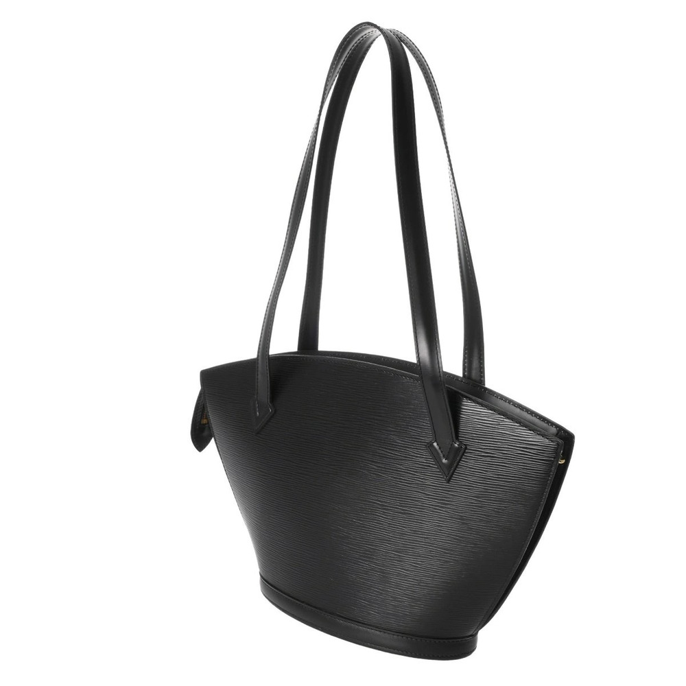 Louis Vuitton Bag Leather Black Shopping Jacques Saint Epi Noir Shoulder